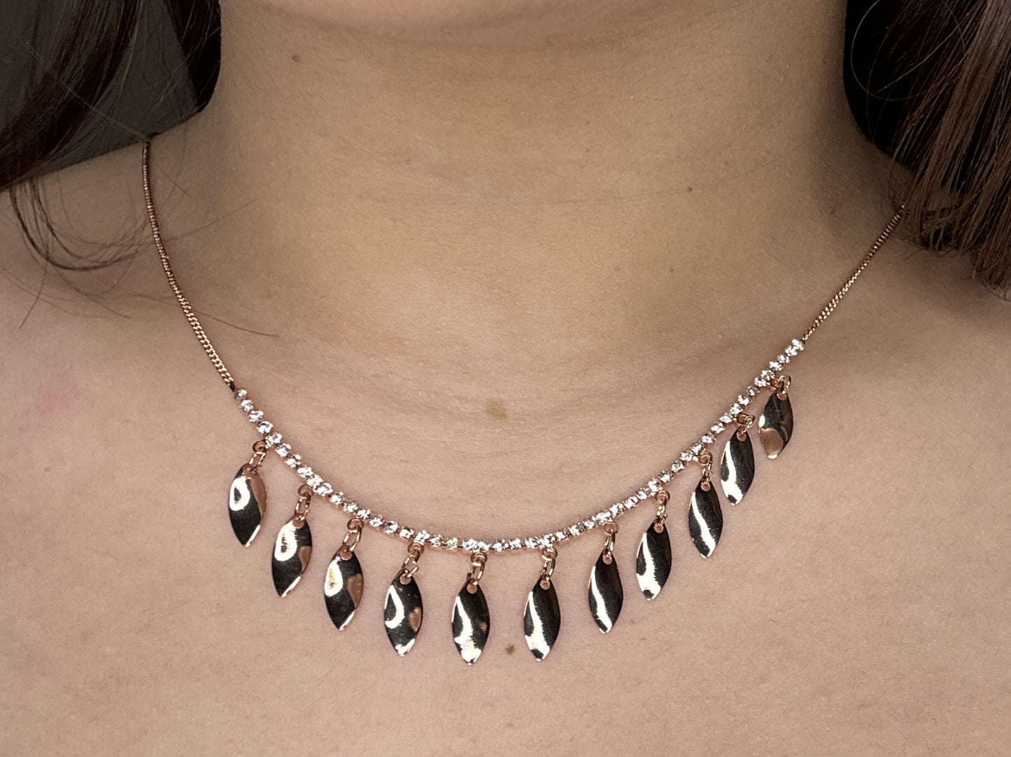 Metallic leaf pattern neck charm/ bracelet