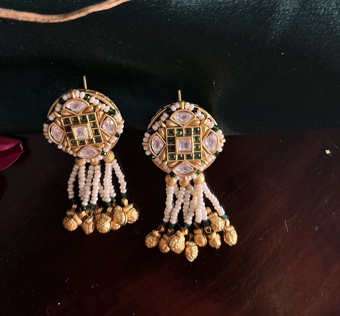 Rajwadi gold hanging danglers