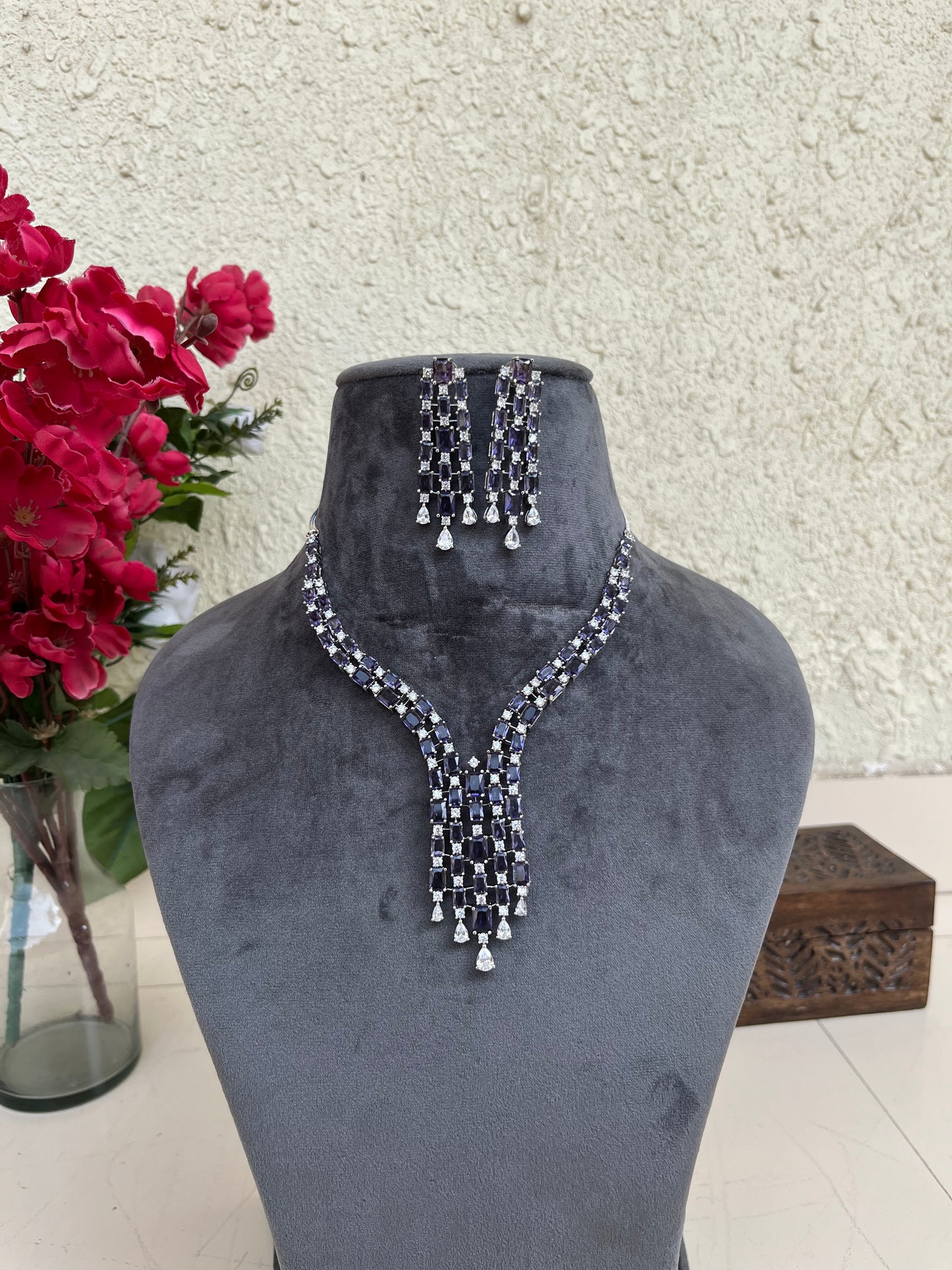 American diamond indo western set