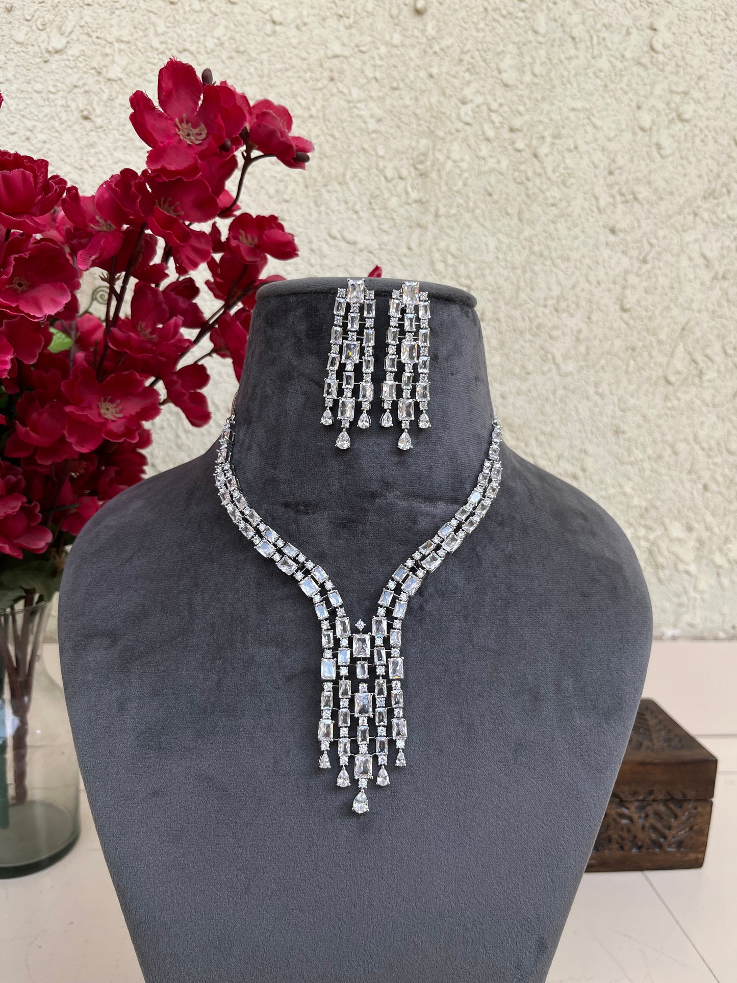 American diamond indo western set