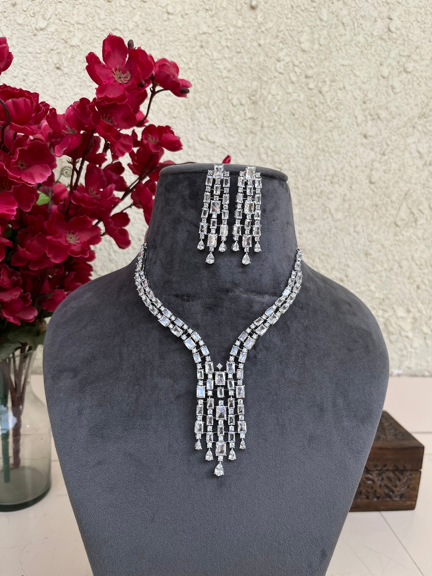 American diamond indo western set