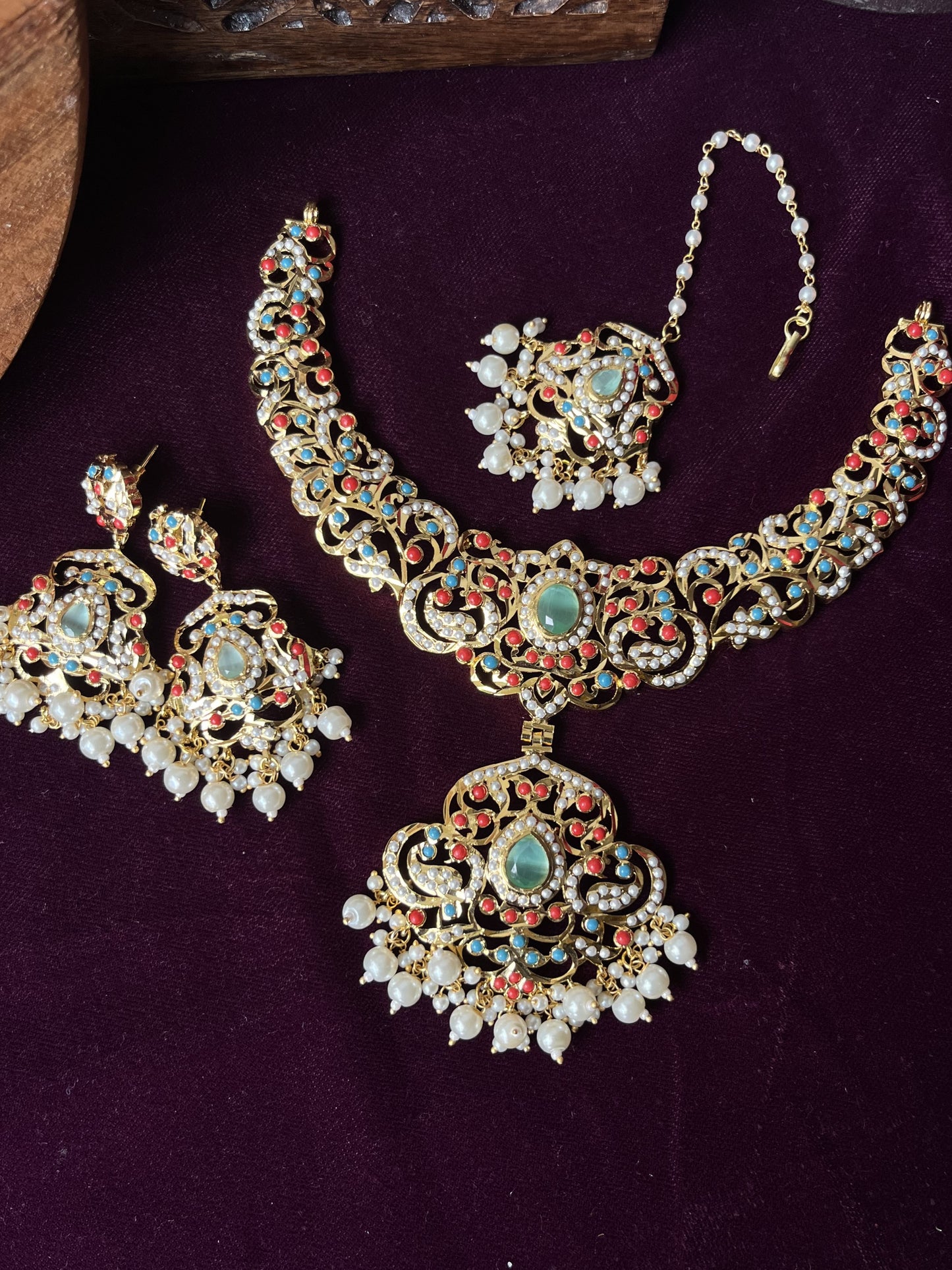 Hyderabadi nizami jadau semi bridal set