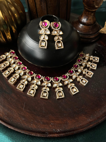 Silver foil kundan set