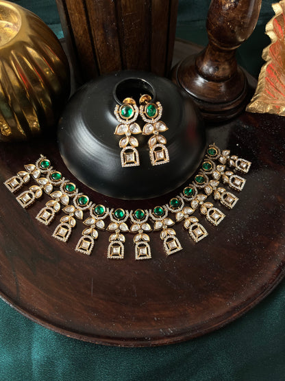 Silver foil kundan set