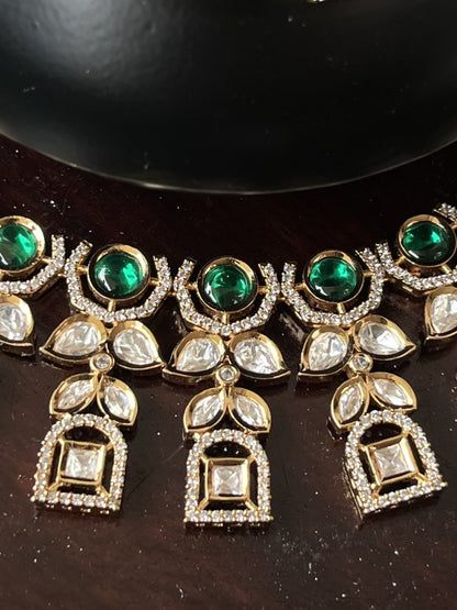 Silver foil kundan set