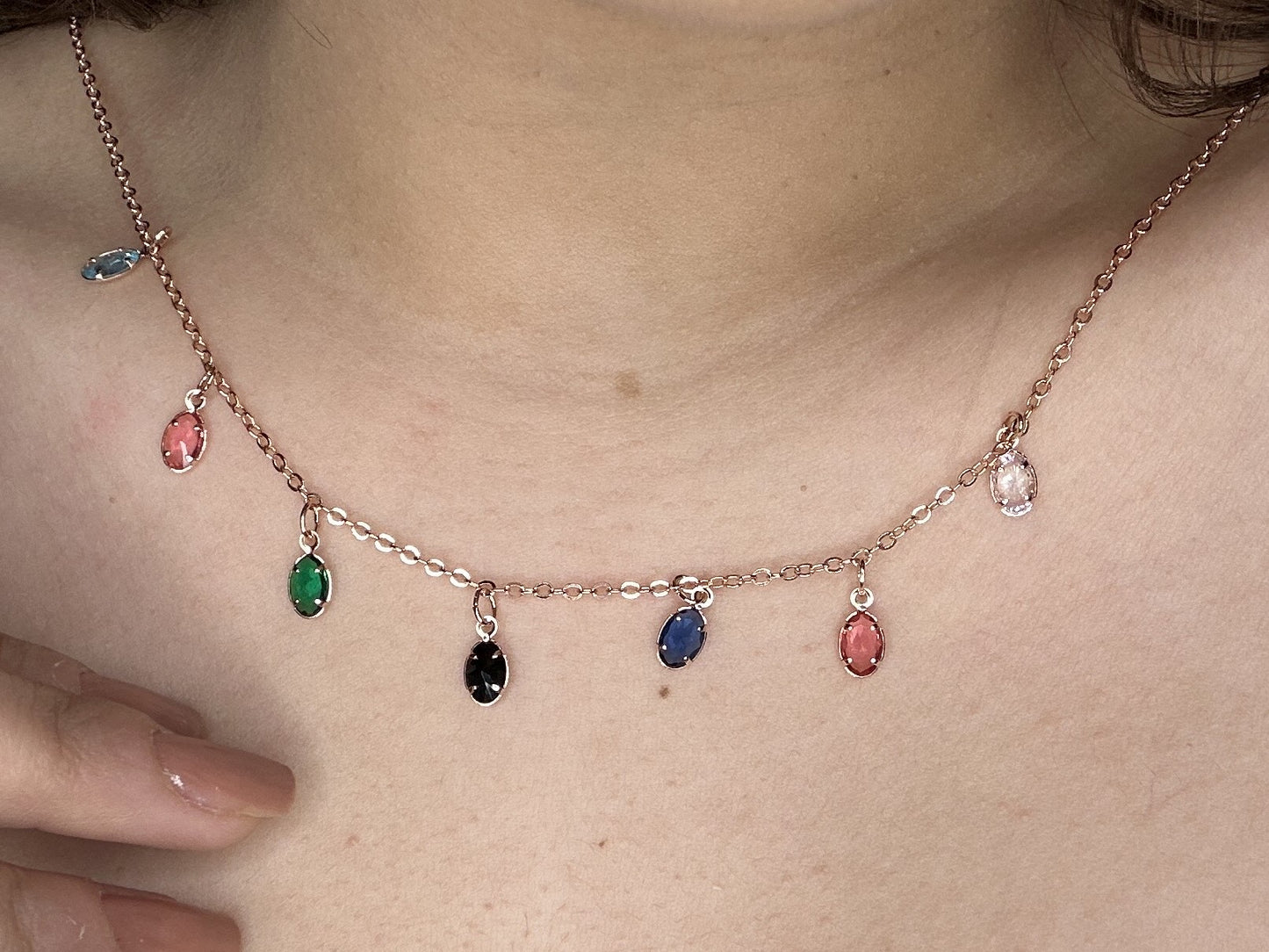 Multi coloured droplets neck charm/ bracelet