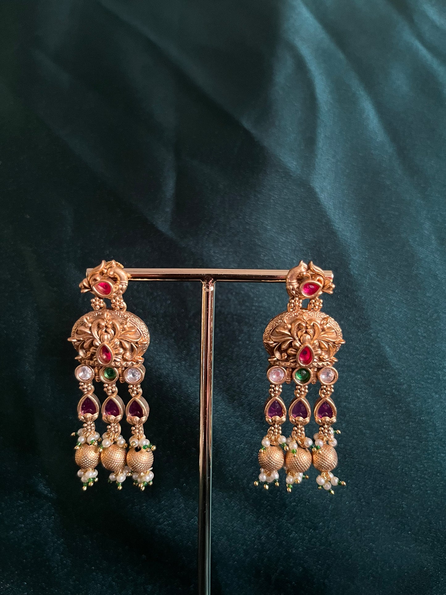 Rajwadi gold hanging danglers