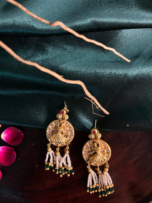 Rajwadi gold hanging danglers