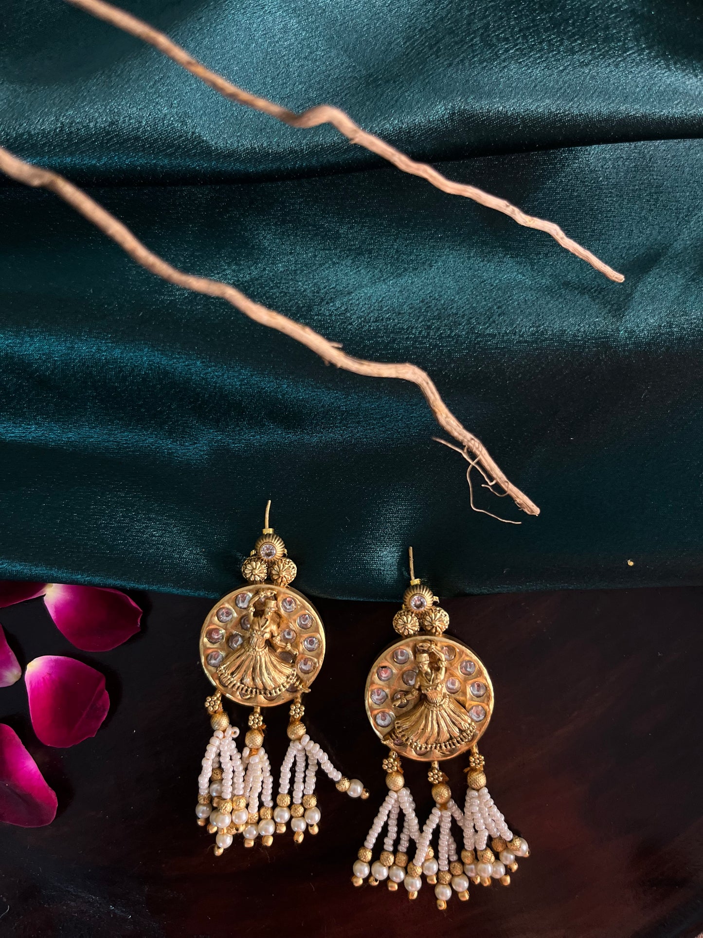 Rajwadi gold hanging danglers