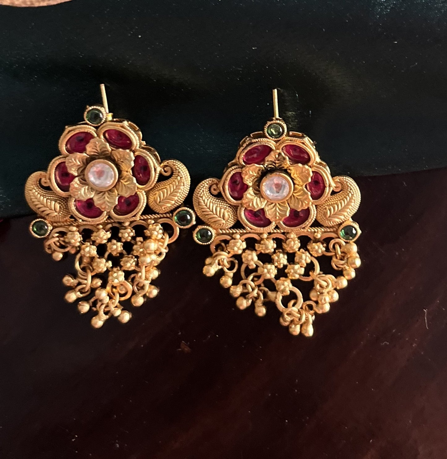 Rajwadi gold hanging danglers