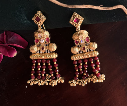 Rajwadi gold hanging danglers