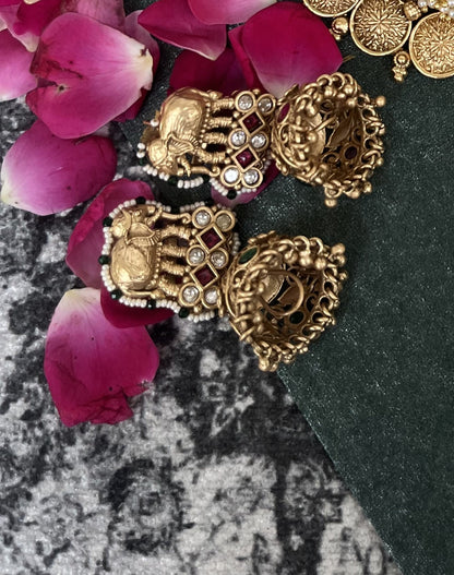 Golden gajra temple necklace