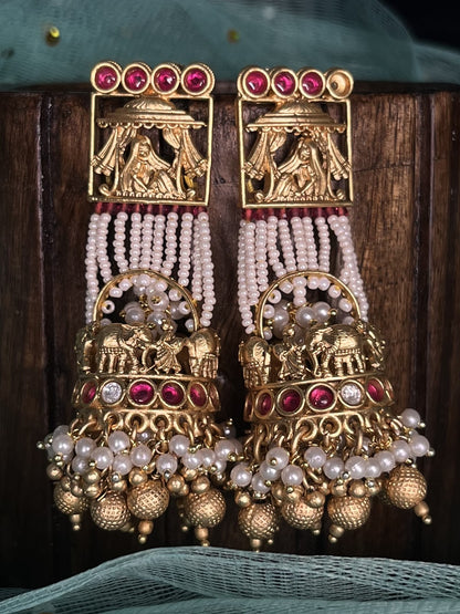 Doli baraat design rajwadi gold jhumkas