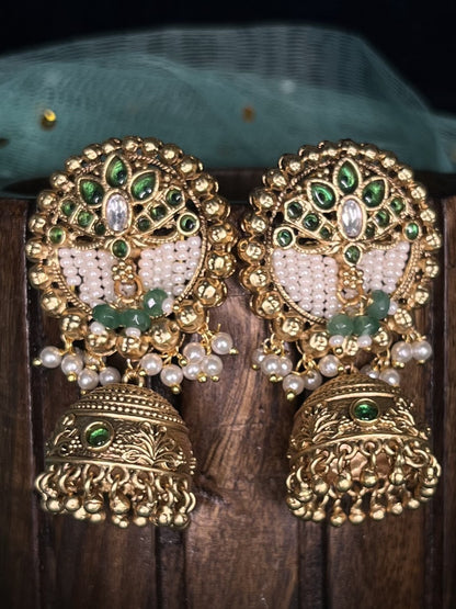 Rajwadi gold lotus jhumkas