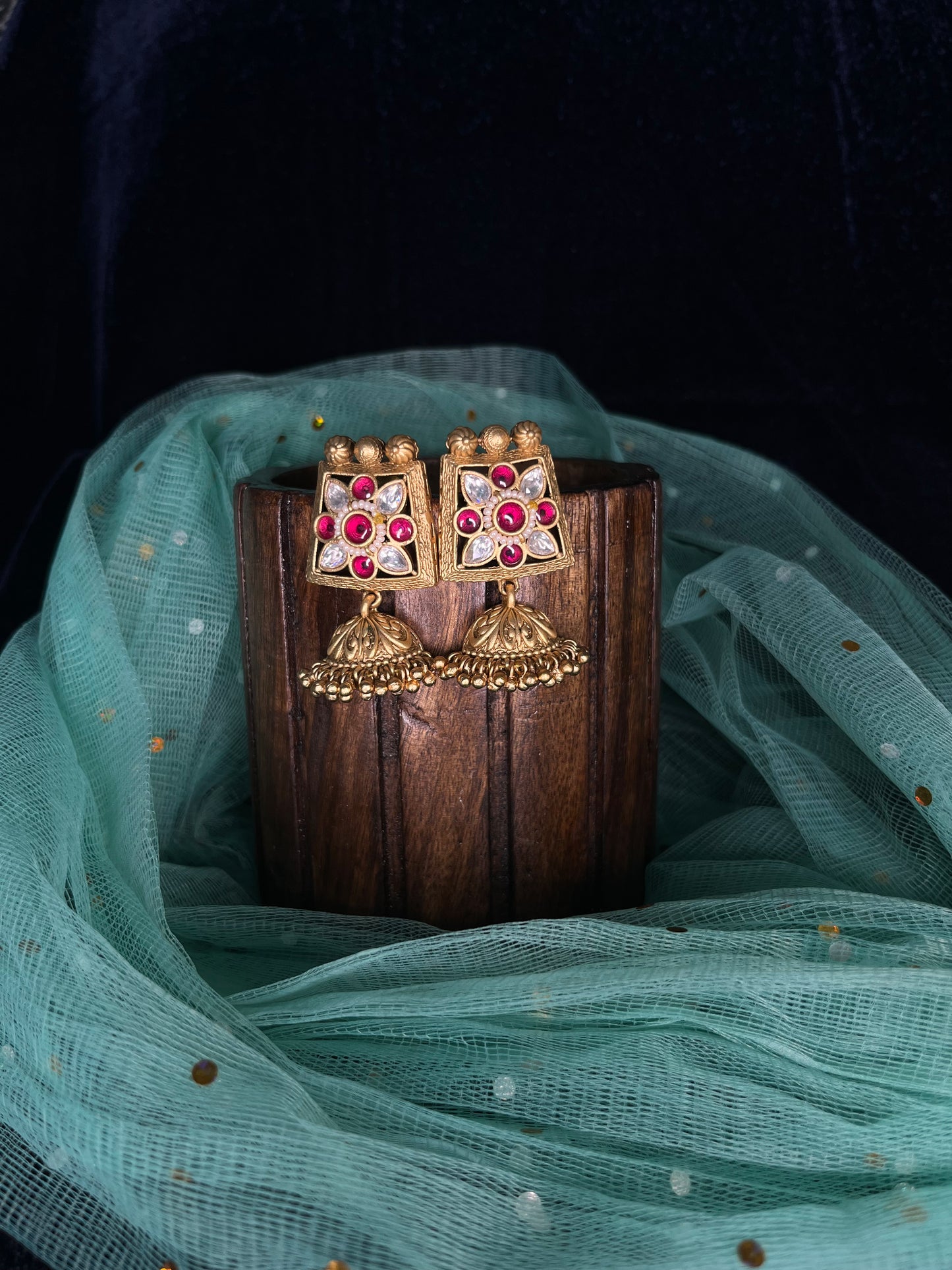 Rajwadi gold pachi kundan jhumkas