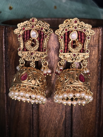 Rajwadi gold jhumka