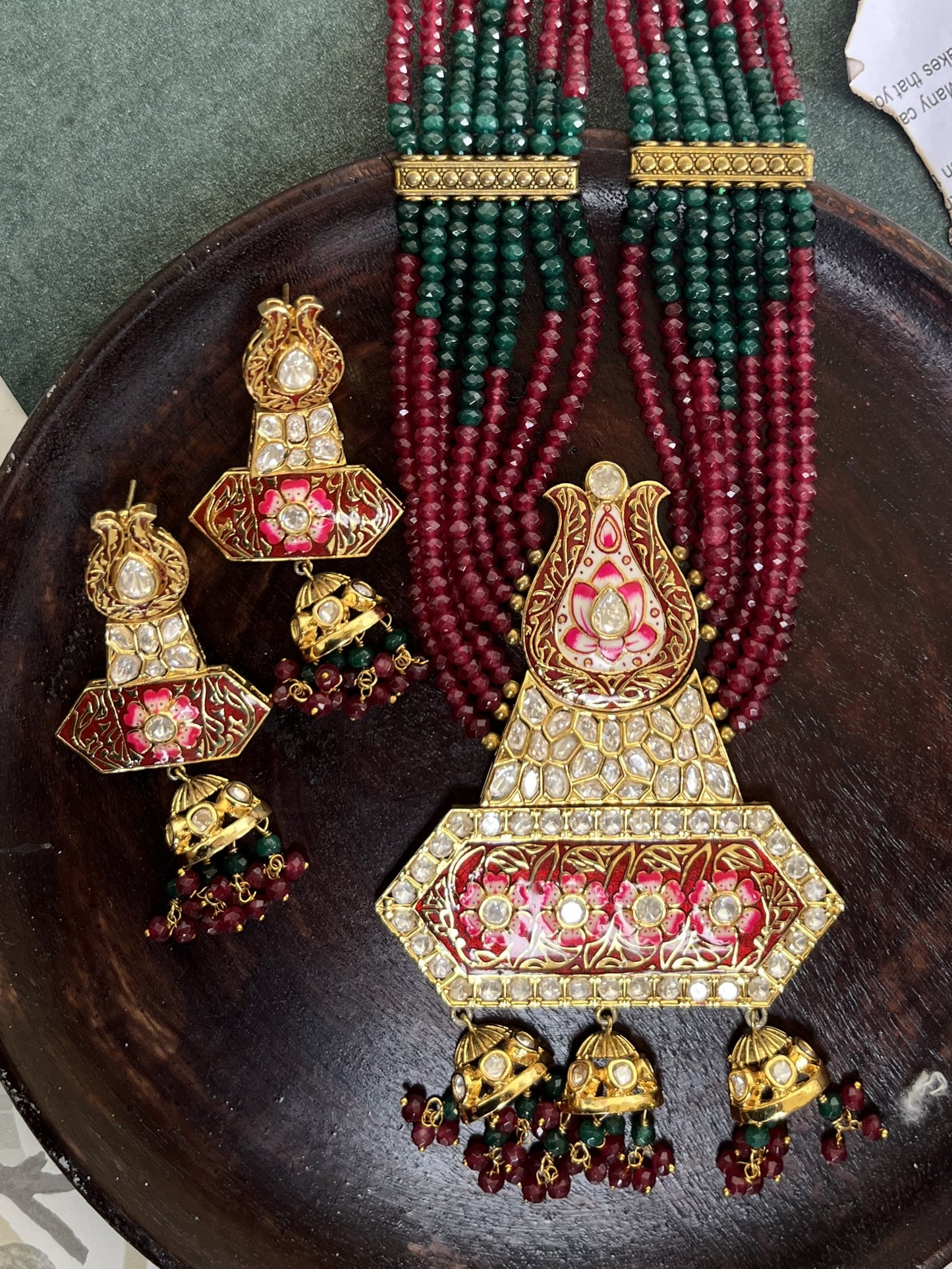 Parab kundan meenakari long set