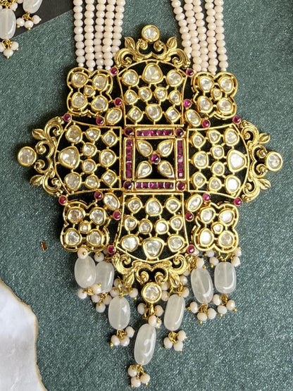 Silver foil kundan long set