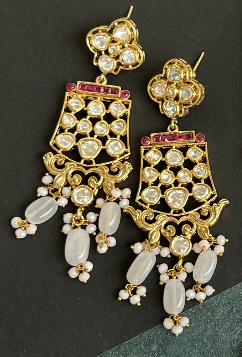 Silver foil kundan long set