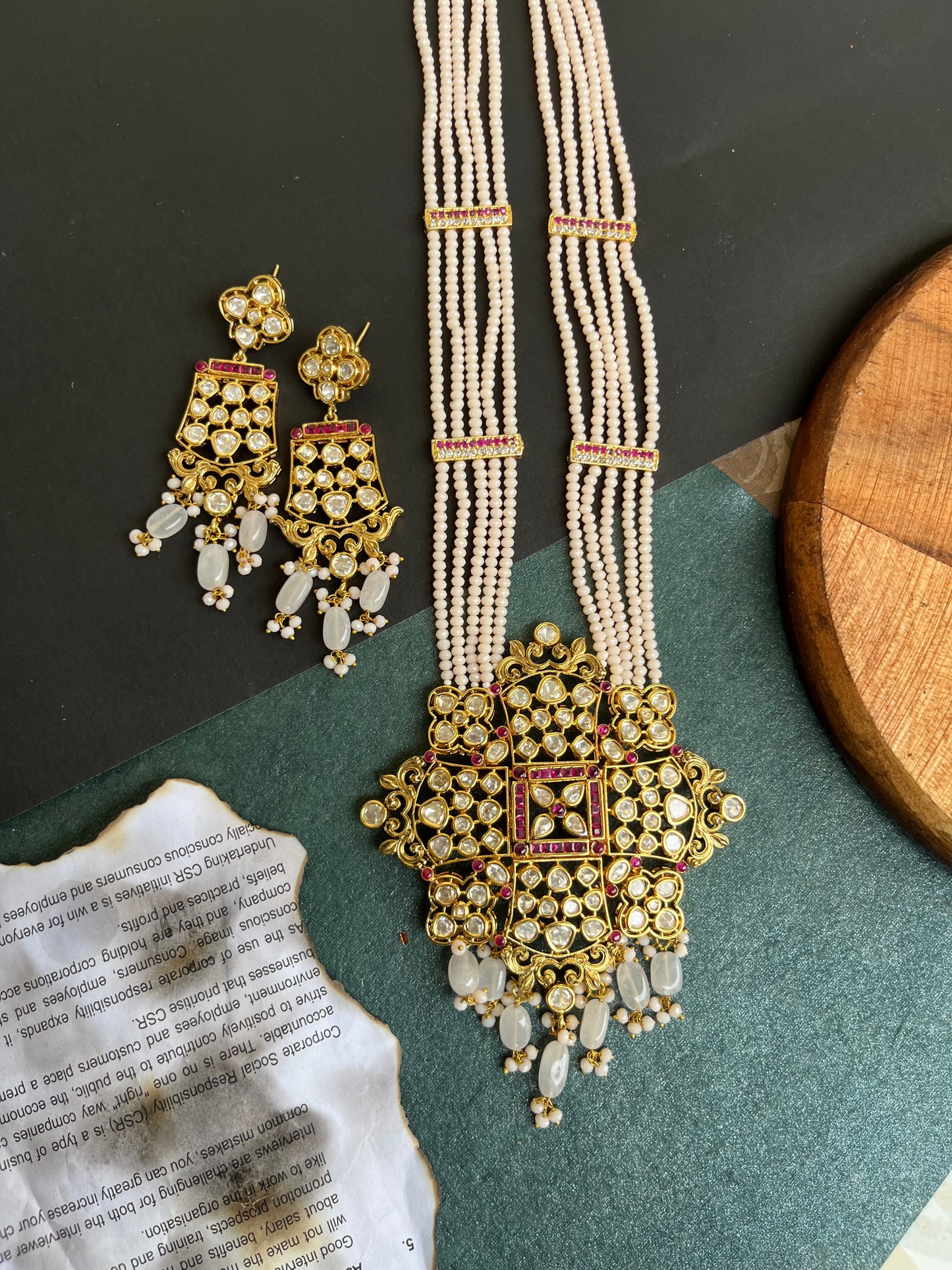 Silver foil kundan long set