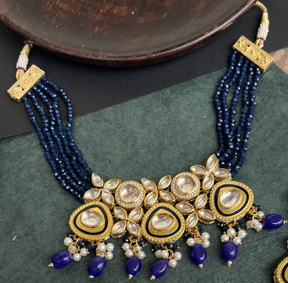 Navy blue Kundan choker