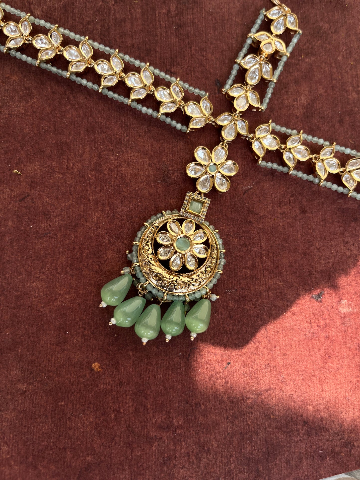 Premium parab kundan Mathapatti with tika attached