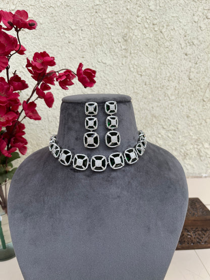 American diamond doublet stone choker