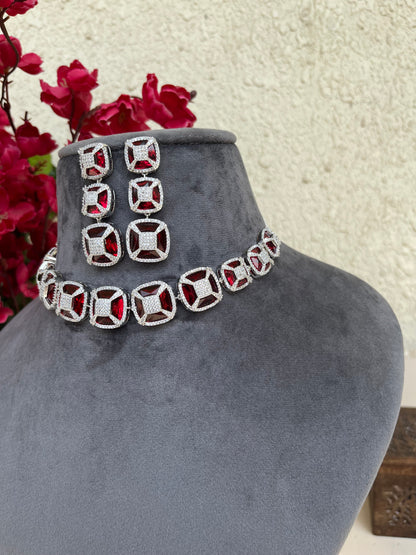 American diamond doublet stone choker