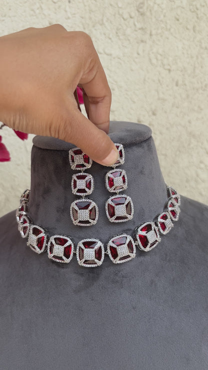 American diamond doublet stone choker